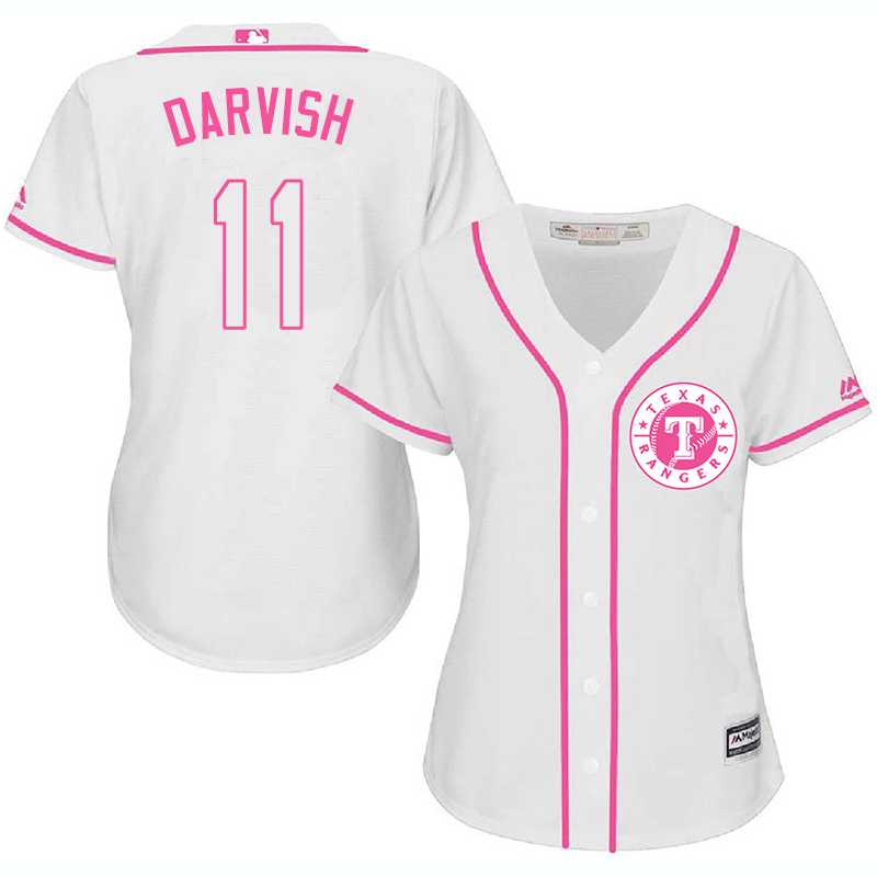 Women Texas Rangers #11 Yu Darvish White Pink New Cool Base Jersey JiaSu,We sell and wholesale Women Texas Rangers #11 Yu Darvish White Pink New Cool Base Jersey JiaSu on line form chian!