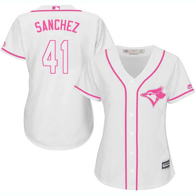 Women Toronto Blue Jays #41 Aaron Sanchez White Pink New Cool Base Jersey JiaSu,We sell and wholesale Women Toronto Blue Jays #41 Aaron Sanchez White Pink New Cool Base Jersey JiaSu on line form chian!