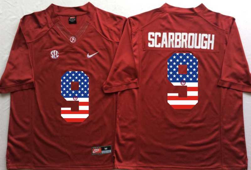 Alabama Crimson Tide #9 Bo Scarbrough Red USA Flag College Stitched Jersey,We sell and wholesale Alabama Crimson Tide #9 Bo Scarbrough Red USA Flag College Stitched Jersey on line form chian!