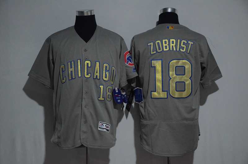 Chicago Cubs #18 Ben Zobrist Gray Gold Flexbase Collection Stitched Jersey,We sell and wholesale Chicago Cubs #18 Ben Zobrist Gray Gold Flexbase Collection Stitched Jersey on line form chian!