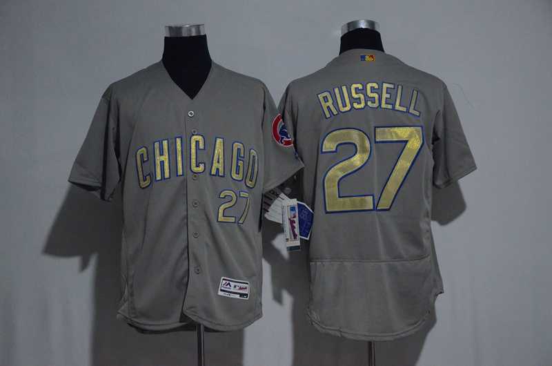 Chicago Cubs #27 Addison Russell Gray Gold Flexbase Collection Stitched Jersey,We sell and wholesale Chicago Cubs #27 Addison Russell Gray Gold Flexbase Collection Stitched Jersey on line form chian!