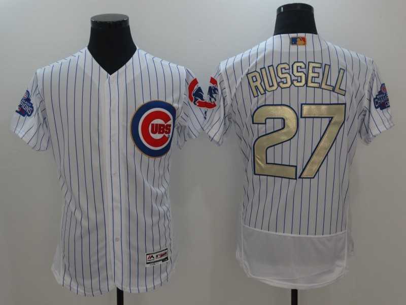 Chicago Cubs #27 Addison Russell White World Series Champions Gold Program Flexbase Collection Stitched Jersey,We sell and wholesale Chicago Cubs #27 Addison Russell White World Series Champions Gold Program Flexbase Collection Stitched Jersey on line form chian!
