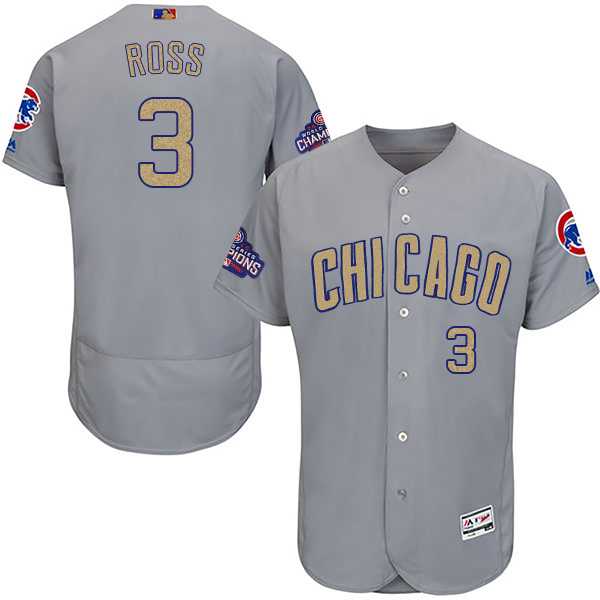 Chicago Cubs #3 David Ross Gray World Series Champions Gold Program Flexbase Stitched Jersey JiaSu,We sell and wholesale Chicago Cubs #3 David Ross Gray World Series Champions Gold Program Flexbase Stitched Jersey JiaSu on line form chian!