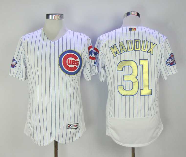 Chicago Cubs #31 Greg Maddux White World Series Champions Gold Program Flexbase Collection Stitched Jersey,We sell and wholesale Chicago Cubs #31 Greg Maddux White World Series Champions Gold Program Flexbase Collection Stitched Jersey on line form chian!