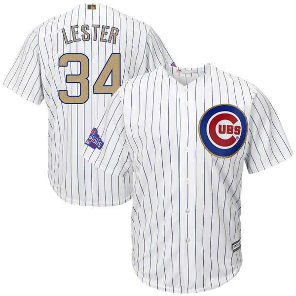 Chicago Cubs #34 Jon Lester White World Series Champions Gold Program New Cool Base Stitched Jersey,We sell and wholesale Chicago Cubs #34 Jon Lester White World Series Champions Gold Program New Cool Base Stitched Jersey on line form chian!