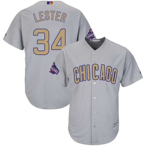 Chicago Cubs #34 Jon Lester World Series Champions Gold Program Cool Base Stitched Jersey JiaSu,We sell and wholesale Chicago Cubs #34 Jon Lester World Series Champions Gold Program Cool Base Stitched Jersey JiaSu on line form chian!