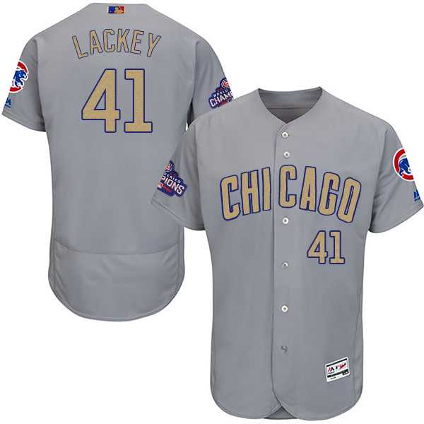 Chicago Cubs #41 John Lackey World Series Champions Gold Program Flexbase Stitched Jersey JiaSu,We sell and wholesale Chicago Cubs #41 John Lackey World Series Champions Gold Program Flexbase Stitched Jersey JiaSu on line form chian!