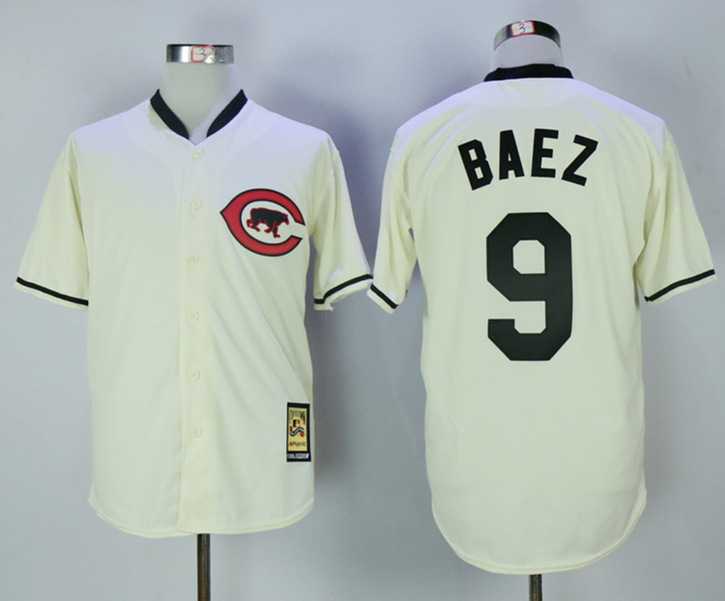 Chicago Cubs #9 Javier Baez Cream Mitchell And Ness Throwback Jersey,We sell and wholesale Chicago Cubs #9 Javier Baez Cream Mitchell And Ness Throwback Jersey on line form chian!