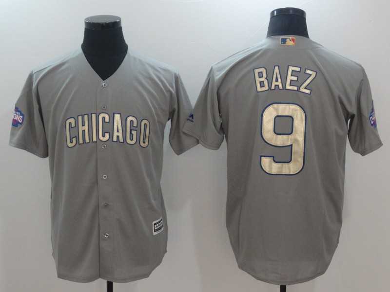 Chicago Cubs #9 Javier Baez Gray World Series Champions Gold Program Cool Base Stitched Jersey,We sell and wholesale Chicago Cubs #9 Javier Baez Gray World Series Champions Gold Program Cool Base Stitched Jersey on line form chian!