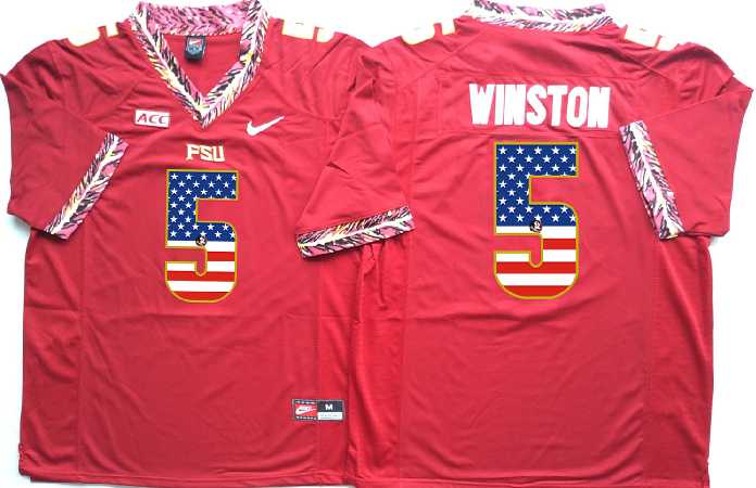 Florida State Seminoles #5 Jameis Winston Red USA Flag College Stitched Jersey,We sell and wholesale Florida State Seminoles #5 Jameis Winston Red USA Flag College Stitched Jersey on line form chian!
