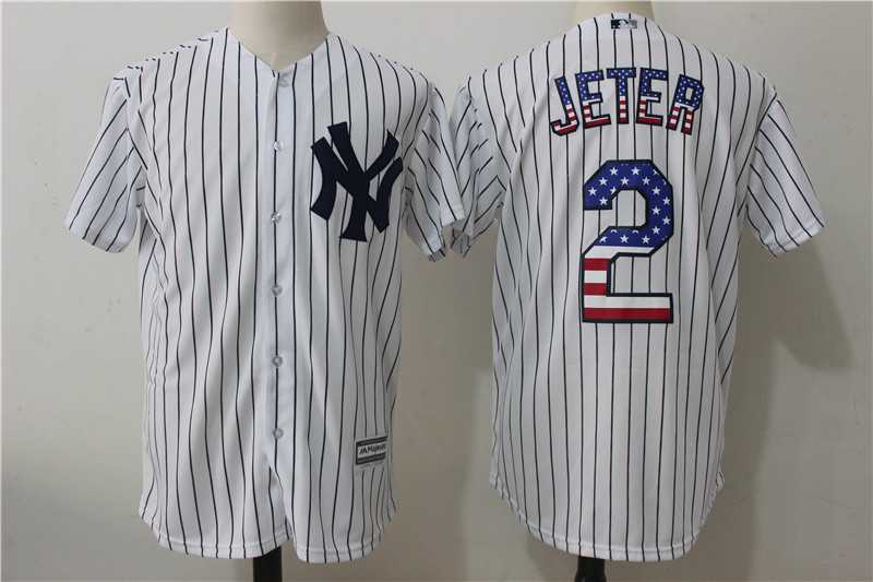 New York Yankees #2 Derek Jeter  White USA Flag Fashion Stitched Baseball Jersey,We sell and wholesale New York Yankees #2 Derek Jeter  White USA Flag Fashion Stitched Baseball Jersey on line form chian!
