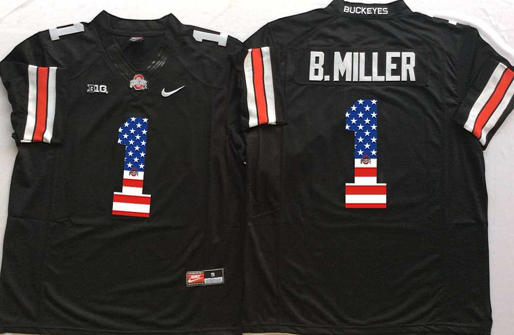Ohio State Buckeyes #1 B.Miller Black USA Flag College Football Stitched Jersey,We sell and wholesale Ohio State Buckeyes #1 B.Miller Black USA Flag College Football Stitched Jersey on line form chian!