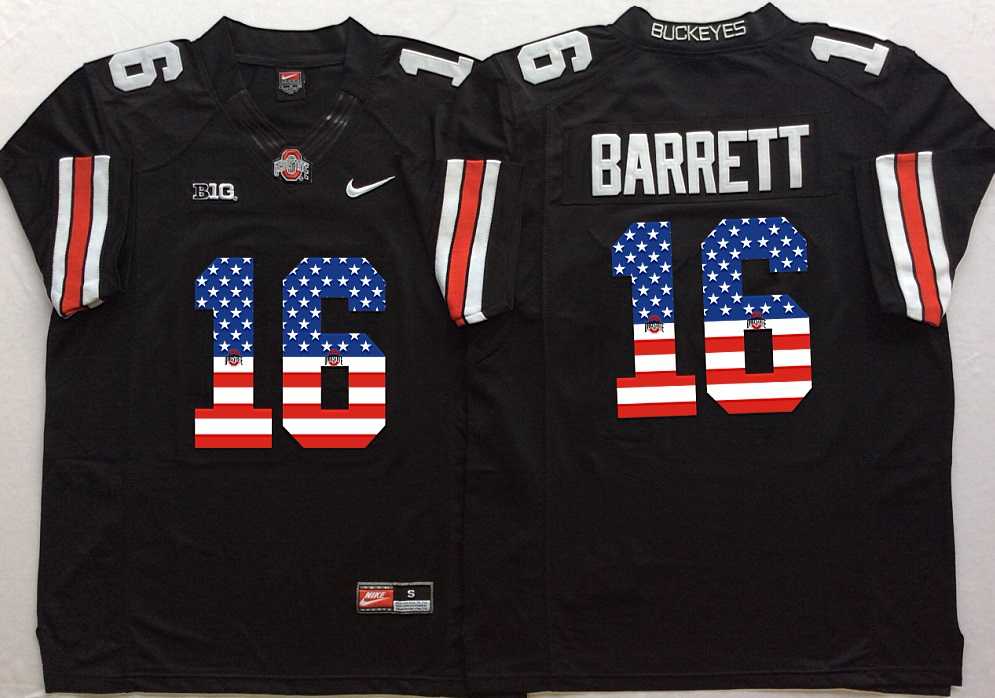 Ohio State Buckeyes #16 J.T. Barrett Black USA Flag College Football Stitched Jersey,We sell and wholesale Ohio State Buckeyes #16 J.T. Barrett Black USA Flag College Football Stitched Jersey on line form chian!