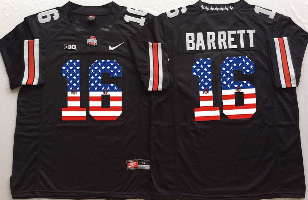 Ohio State Buckeyes #16 J.T. Barrett Black USA Flag College Stitched Jersey,We sell and wholesale Ohio State Buckeyes #16 J.T. Barrett Black USA Flag College Stitched Jersey on line form chian!