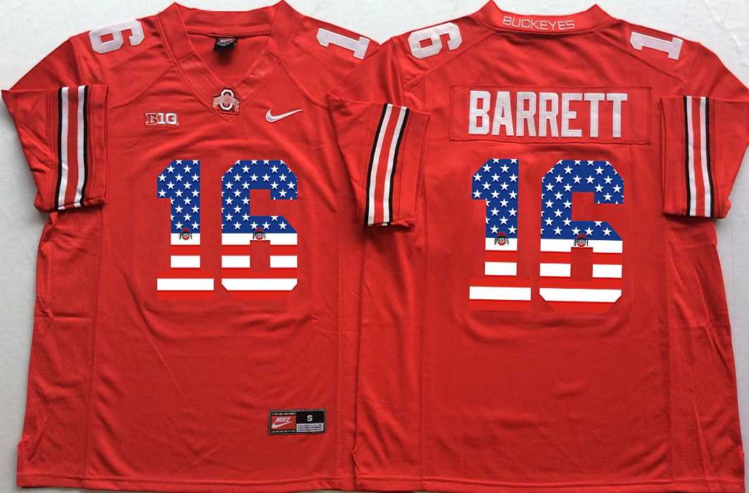 Ohio State Buckeyes #16 J.T. Barrett Red USA Flag College Football Stitched Jersey,We sell and wholesale Ohio State Buckeyes #16 J.T. Barrett Red USA Flag College Football Stitched Jersey on line form chian!