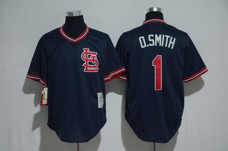 St. Louis Cardinals #1 Ozzie Smith Navy Blue Mitchell And Ness Throwback Pullover Stitched Jersey,We sell and wholesale St. Louis Cardinals #1 Ozzie Smith Navy Blue Mitchell And Ness Throwback Pullover Stitched Jersey on line form chian!