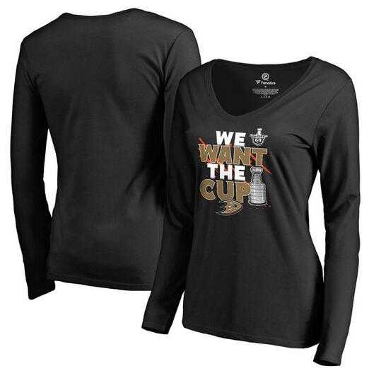 Women's Anaheim Ducks Fanatics Branded 2017 NHL Stanley Cup Playoff Participant Blue Line V Neck Long Sleeve T Shirt Black FengYun,We sell and wholesale Women's Anaheim Ducks Fanatics Branded 2017 NHL Stanley Cup Playoff Participant Blue Line V Neck Long Sleeve T Shirt Black FengYun on line form chian!