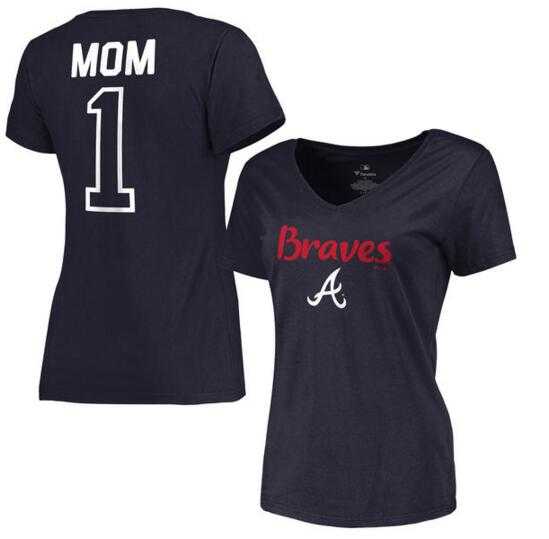 Women's Atlanta Braves 2017 Mother's Day #1 Mom V-Neck T-Shirt - Navy FengYun,We sell and wholesale Women's Atlanta Braves 2017 Mother's Day #1 Mom V-Neck T-Shirt - Navy FengYun on line form chian!