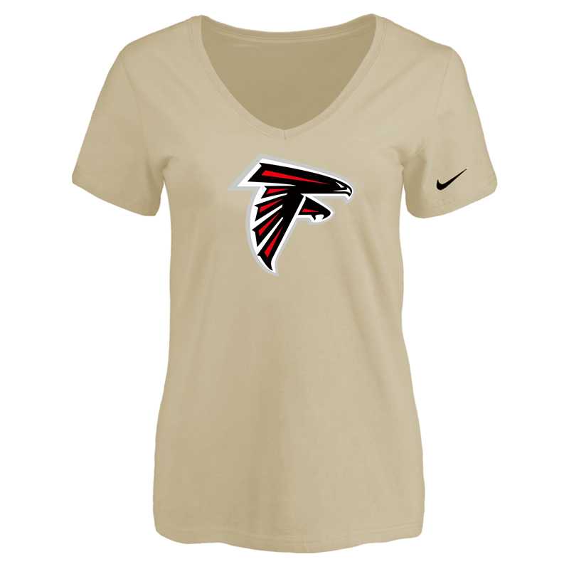 Women's Atlanta Falcons Beige Logo V neck T-Shirt FengYun,We sell and wholesale Women's Atlanta Falcons Beige Logo V neck T-Shirt FengYun on line form chian!
