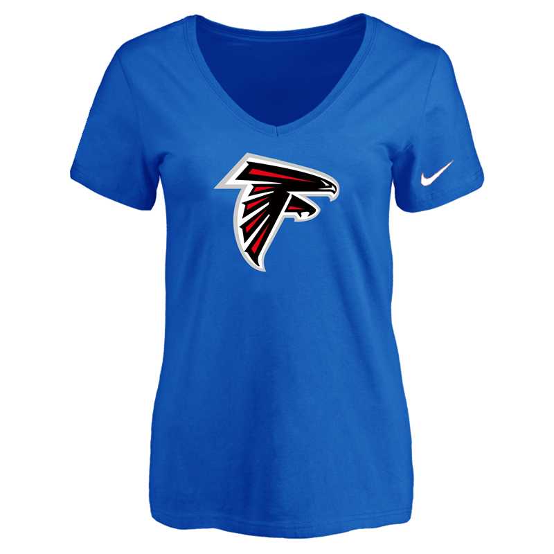 Women's Atlanta Falcons Blue Logo V neck T-Shirt FengYun,We sell and wholesale Women's Atlanta Falcons Blue Logo V neck T-Shirt FengYun on line form chian!