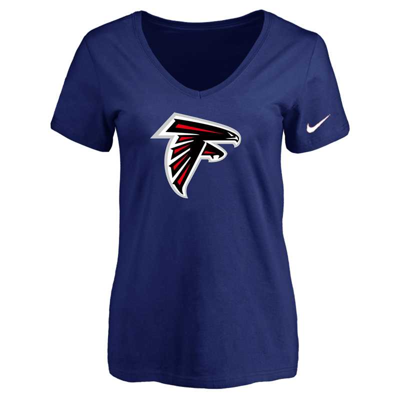 Women's Atlanta Falcons D.Blue Logo V neck T-Shirt FengYun,We sell and wholesale Women's Atlanta Falcons D.Blue Logo V neck T-Shirt FengYun on line form chian!