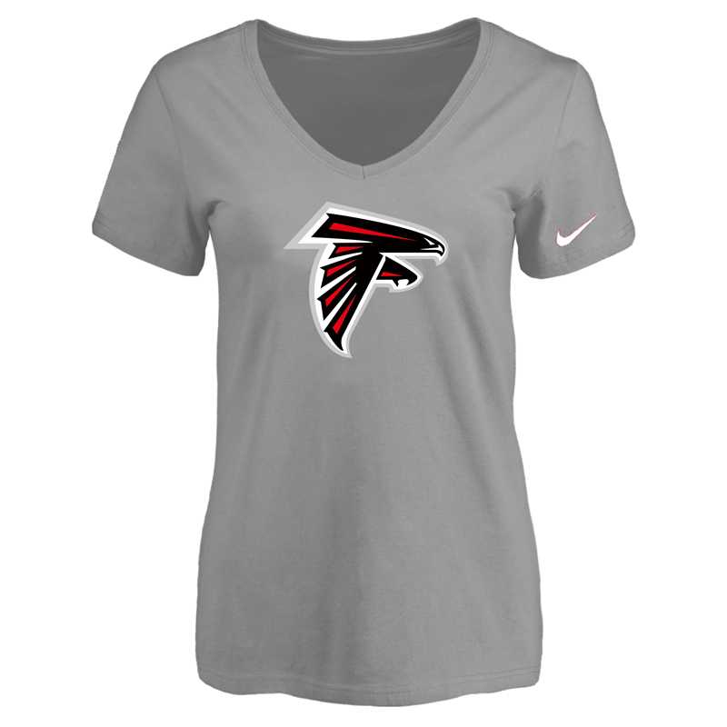Women's Atlanta Falcons L.Gray Logo V neck T-Shirt FengYun,We sell and wholesale Women's Atlanta Falcons L.Gray Logo V neck T-Shirt FengYun on line form chian!