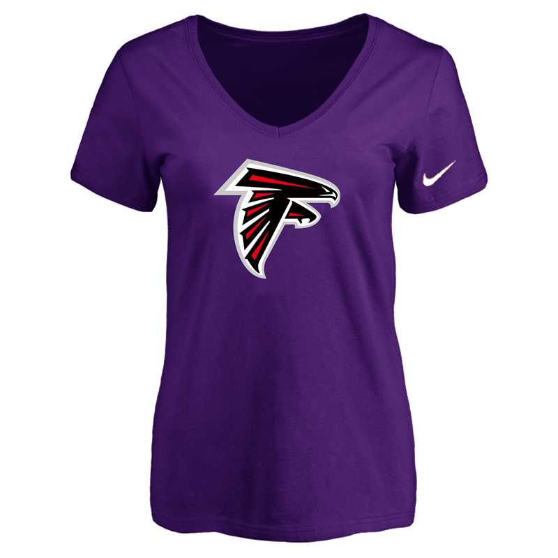 Women's Atlanta Falcons Purple Logo V neck T-Shirt FengYun,We sell and wholesale Women's Atlanta Falcons Purple Logo V neck T-Shirt FengYun on line form chian!