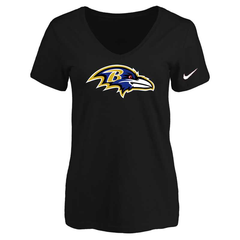 Women's Baltimore Ravens Black Logo V neck T-Shirt FengYun,We sell and wholesale Women's Baltimore Ravens Black Logo V neck T-Shirt FengYun on line form chian!
