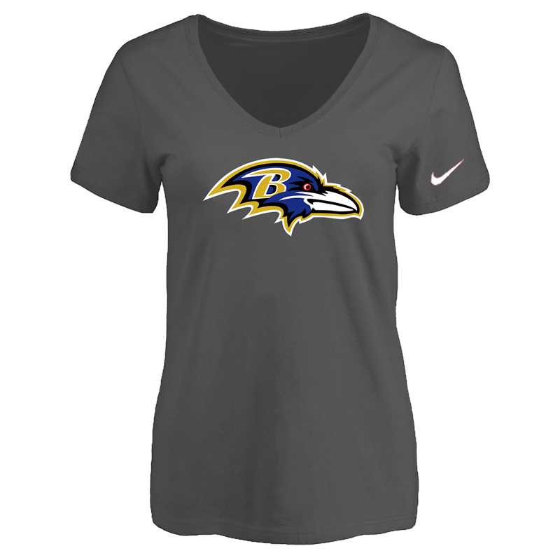 Women's Baltimore Ravens D.Gray Logo V neck T-Shirt FengYun,We sell and wholesale Women's Baltimore Ravens D.Gray Logo V neck T-Shirt FengYun on line form chian!