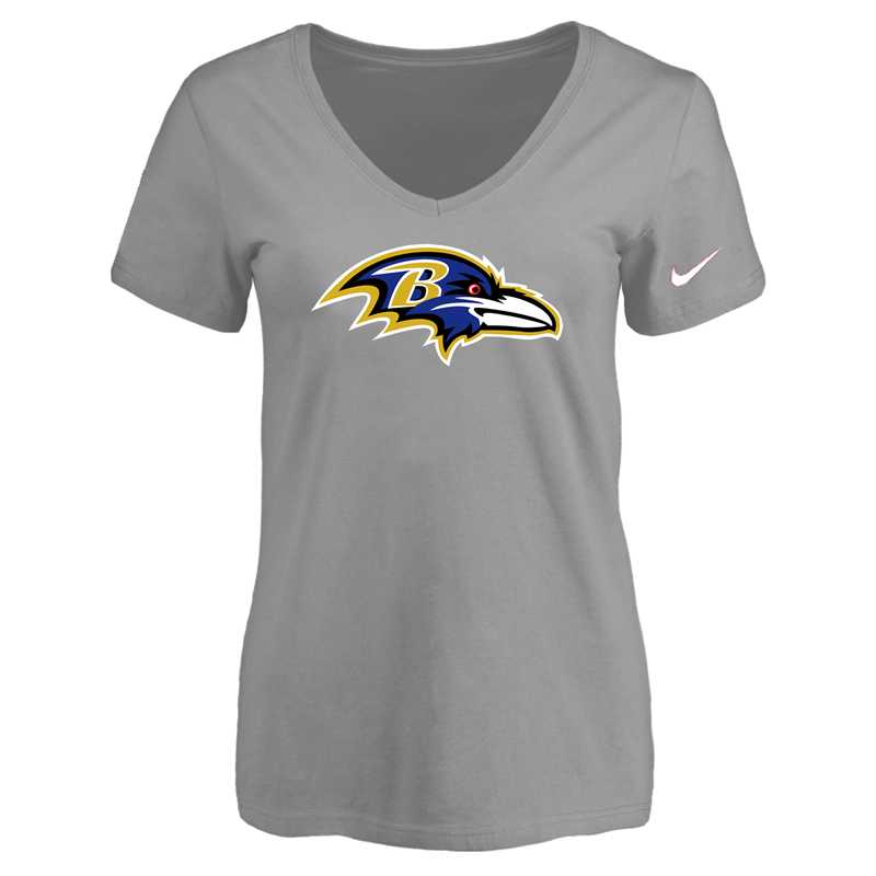Women's Baltimore Ravens L.Gray Logo V neck T-Shirt FengYun,We sell and wholesale Women's Baltimore Ravens L.Gray Logo V neck T-Shirt FengYun on line form chian!