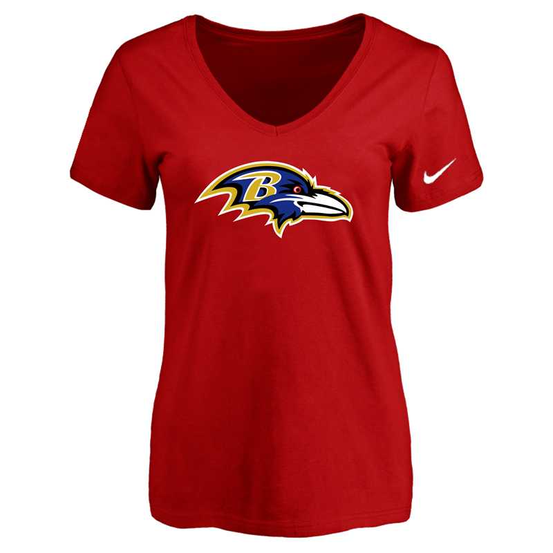 Women's Baltimore Ravens Red Logo V neck T-Shirt FengYun,We sell and wholesale Women's Baltimore Ravens Red Logo V neck T-Shirt FengYun on line form chian!