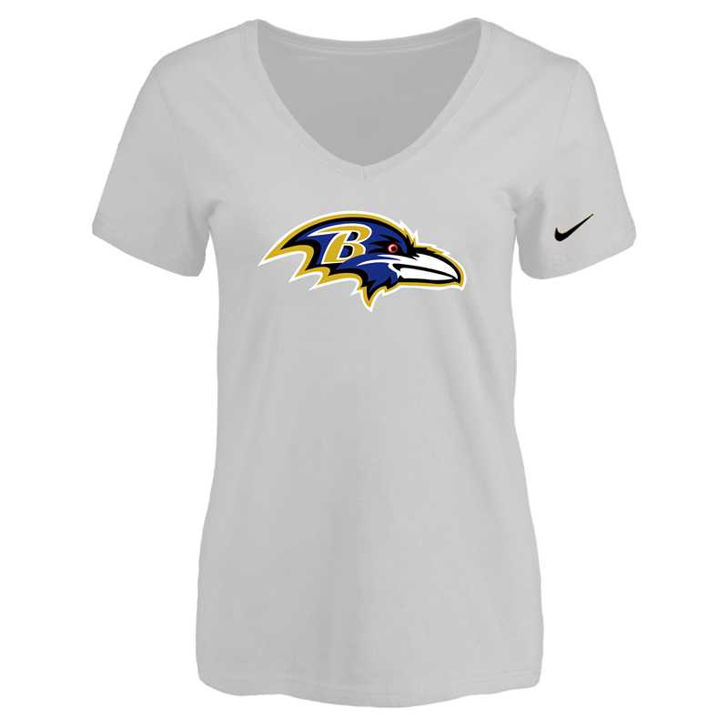 Women's Baltimore Ravens White Logo V neck T-Shirt FengYun,We sell and wholesale Women's Baltimore Ravens White Logo V neck T-Shirt FengYun on line form chian!
