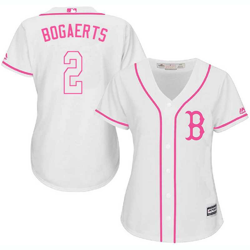 Women's Boston Red Sox #2 Xander Bogaerts White Pink New Cool Base Jersey,We sell and wholesale Women's Boston Red Sox #2 Xander Bogaerts White Pink New Cool Base Jersey on line form chian!