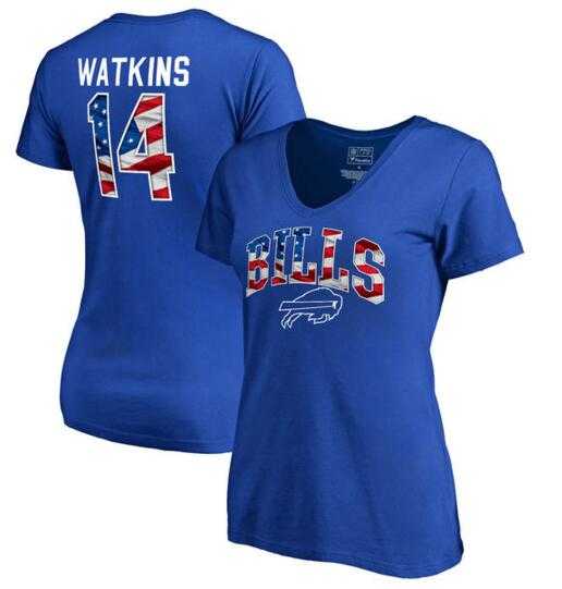 Women's Buffalo Bills #14 Sammy Watkins NFL Pro Line by Fanatics Branded Banner Wave Name & Number T Shirt Royal FengYun,We sell and wholesale Women's Buffalo Bills #14 Sammy Watkins NFL Pro Line by Fanatics Branded Banner Wave Name & Number T Shirt Royal FengYun on line form chian!