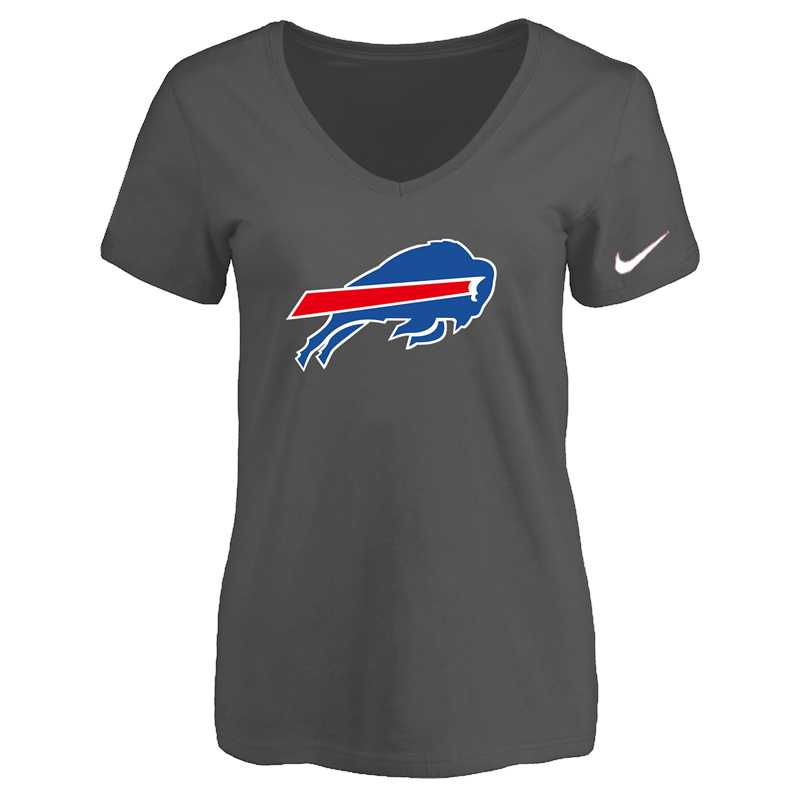 Women's Buffalo Bills D.Gray Logo V neck T-Shirt FengYun,We sell and wholesale Women's Buffalo Bills D.Gray Logo V neck T-Shirt FengYun on line form chian!