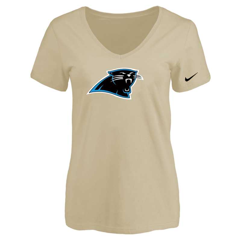 Women's Carolina Panthers Beige Logo V neck T-Shirt FengYun,We sell and wholesale Women's Carolina Panthers Beige Logo V neck T-Shirt FengYun on line form chian!