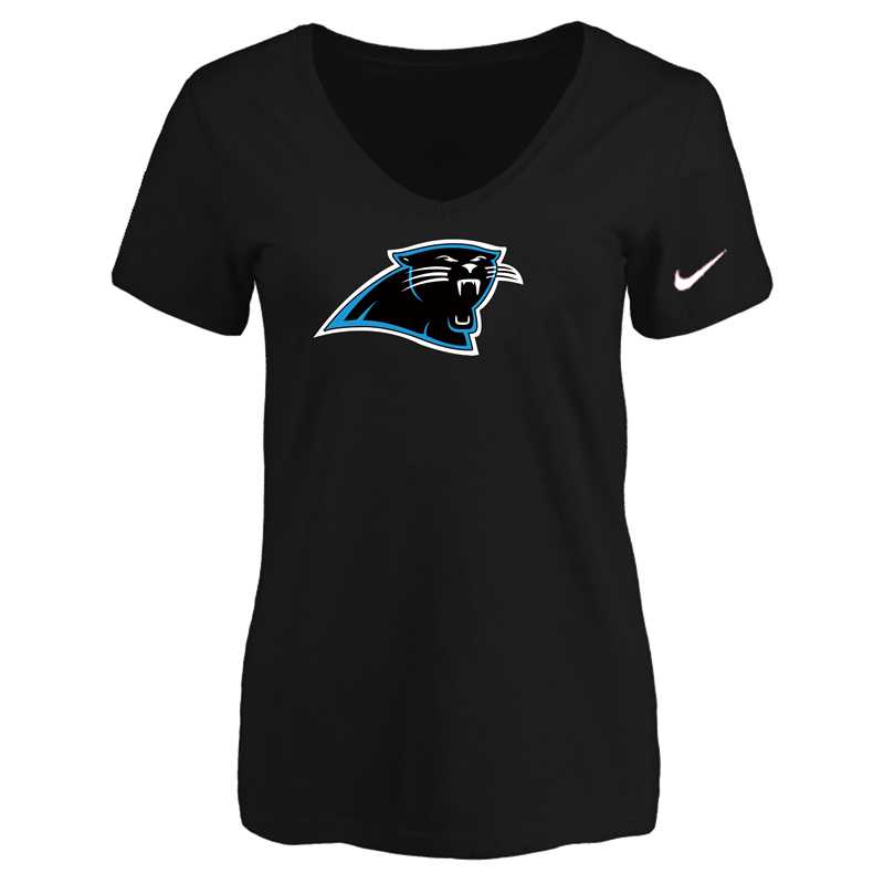 Women's Carolina Panthers Black Logo V neck T-Shirt FengYun,We sell and wholesale Women's Carolina Panthers Black Logo V neck T-Shirt FengYun on line form chian!