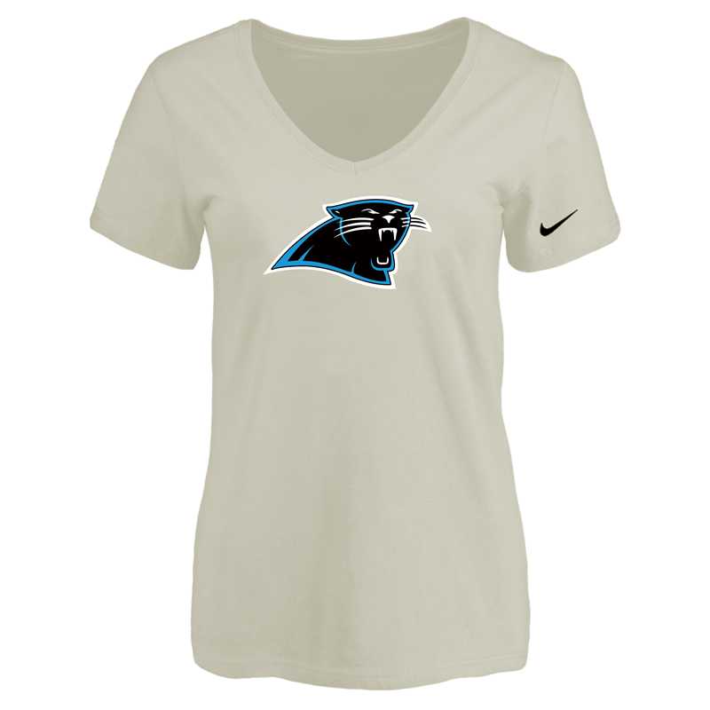 Women's Carolina Panthers Cream Logo V neck T-Shirt FengYun,We sell and wholesale Women's Carolina Panthers Cream Logo V neck T-Shirt FengYun on line form chian!