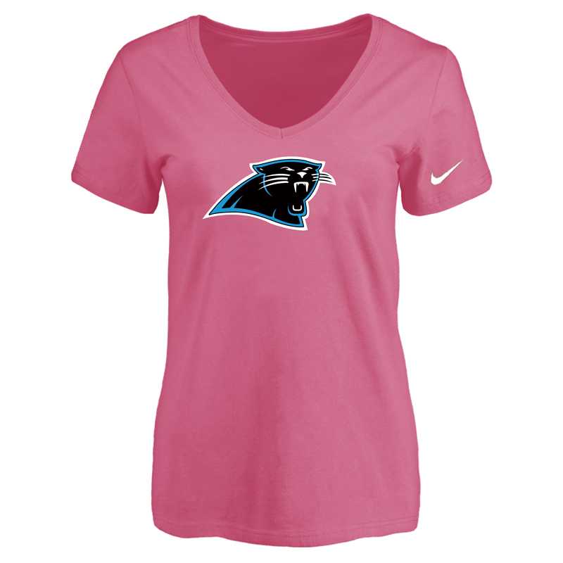 Women's Carolina Panthers Pink Logo V neck T-Shirt FengYun,We sell and wholesale Women's Carolina Panthers Pink Logo V neck T-Shirt FengYun on line form chian!