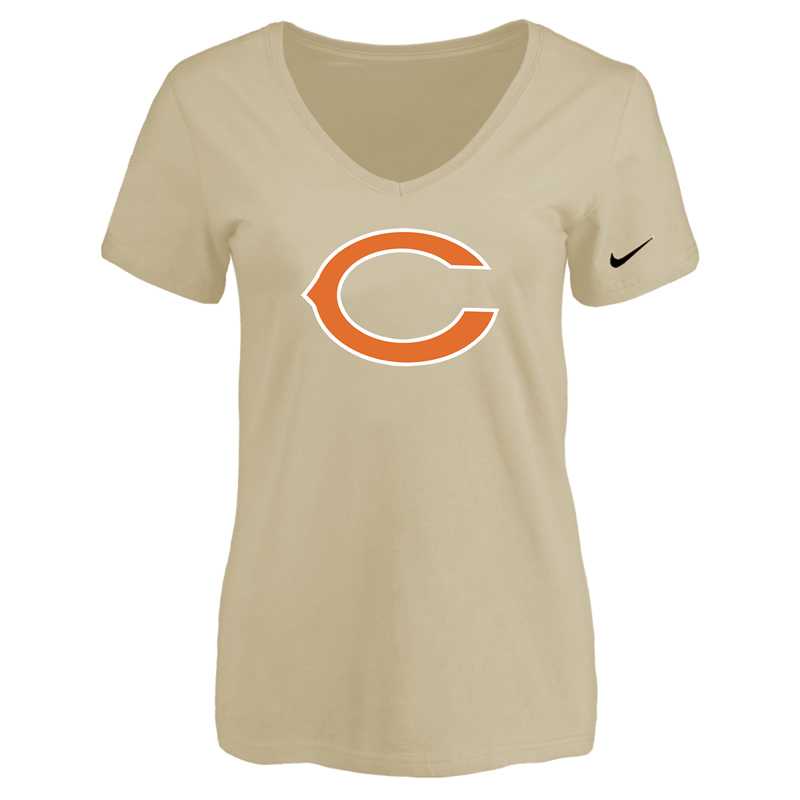 Women's Chicago Bears Beige Logo V neck T-Shirt FengYun,We sell and wholesale Women's Chicago Bears Beige Logo V neck T-Shirt FengYun on line form chian!