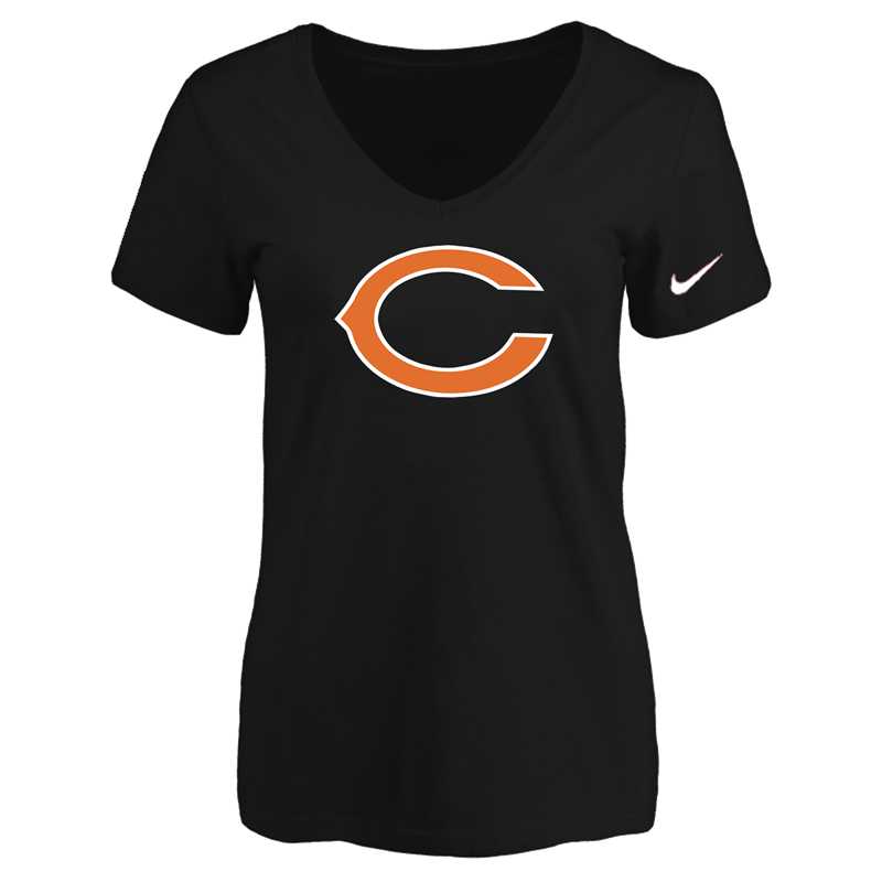 Women's Chicago Bears Black Logo V neck T-Shirt FengYun,We sell and wholesale Women's Chicago Bears Black Logo V neck T-Shirt FengYun on line form chian!
