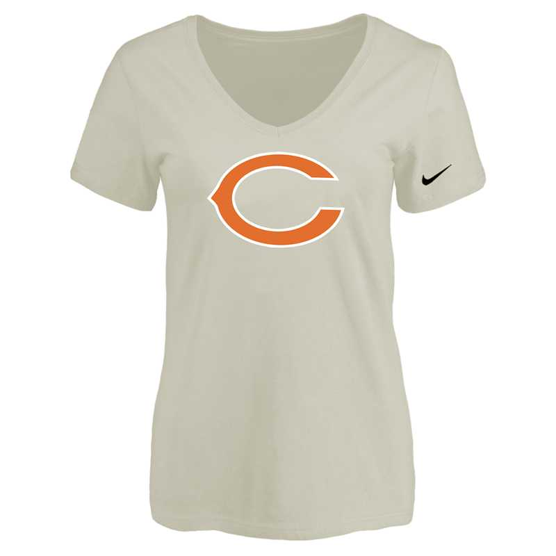 Women's Chicago Bears Cream Logo V neck T-Shirt FengYun,We sell and wholesale Women's Chicago Bears Cream Logo V neck T-Shirt FengYun on line form chian!