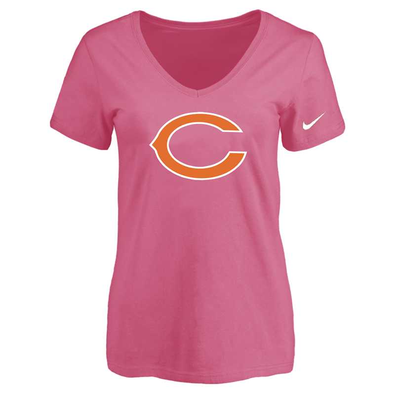 Women's Chicago Bears Pink Logo V neck T-Shirt FengYun,We sell and wholesale Women's Chicago Bears Pink Logo V neck T-Shirt FengYun on line form chian!