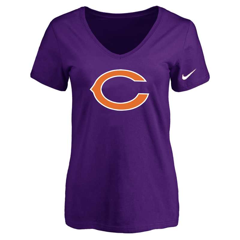 Women's Chicago Bears Purple Logo V neck T-Shirt FengYun,We sell and wholesale Women's Chicago Bears Purple Logo V neck T-Shirt FengYun on line form chian!