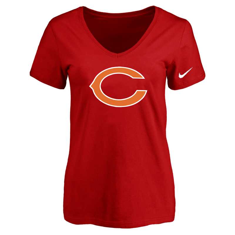 Women's Chicago Bears Red Logo V neck T-Shirt FengYun,We sell and wholesale Women's Chicago Bears Red Logo V neck T-Shirt FengYun on line form chian!