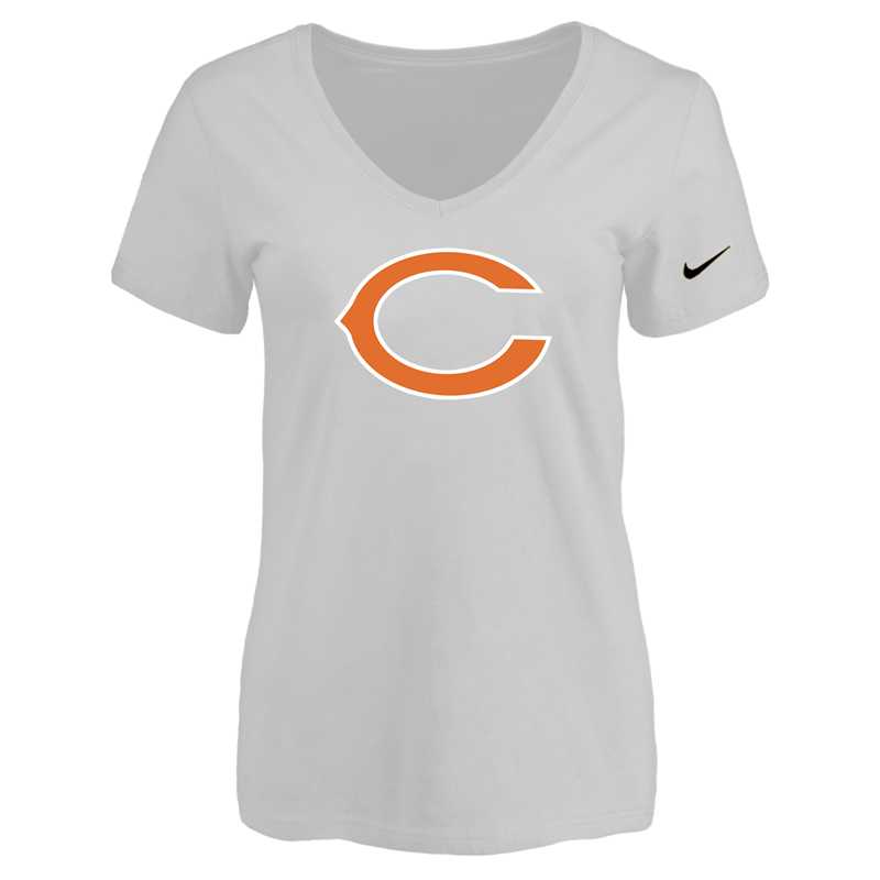 Women's Chicago Bears White Logo V neck T-Shirt FengYun,We sell and wholesale Women's Chicago Bears White Logo V neck T-Shirt FengYun on line form chian!