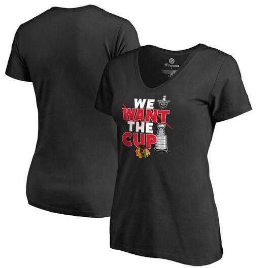 Women's Chicago Blackhawks Fanatics Branded 2017 NHL Stanley Cup Playoff Participant Blue Line Plus Size V Neck T Shirt Black FengYun,We sell and wholesale Women's Chicago Blackhawks Fanatics Branded 2017 NHL Stanley Cup Playoff Participant Blue Line Plus Size V Neck T Shirt Black FengYun on line form chian!