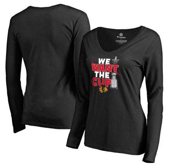 Women's Chicago Blackhawks Fanatics Branded 2017 NHL Stanley Cup Playoff Participant Blue Line V Neck Long Sleeve T Shirt Black FengYun,We sell and wholesale Women's Chicago Blackhawks Fanatics Branded 2017 NHL Stanley Cup Playoff Participant Blue Line V Neck Long Sleeve T Shirt Black FengYun on line form chian!