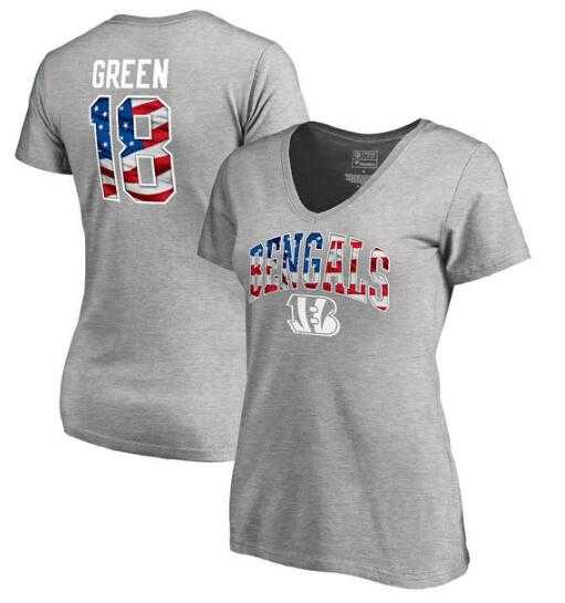 Women's Cincinnati Bengals #18 A.J. Green NFL Pro Line by Fanatics Branded Banner Wave Name & Number T Shirt Heathered Gray FengYun,We sell and wholesale Women's Cincinnati Bengals #18 A.J. Green NFL Pro Line by Fanatics Branded Banner Wave Name & Number T Shirt Heathered Gray FengYun on line form chian!