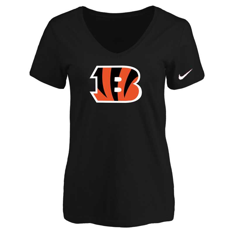 Women's Cincinnati Bengals Black Logo V neck T-Shirt FengYun,We sell and wholesale Women's Cincinnati Bengals Black Logo V neck T-Shirt FengYun on line form chian!